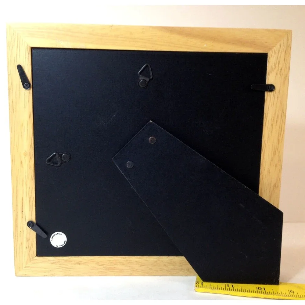 Vintage 9 x 9 Natural Wood Picture Frame Stand or Hang Holds 5 Photos
